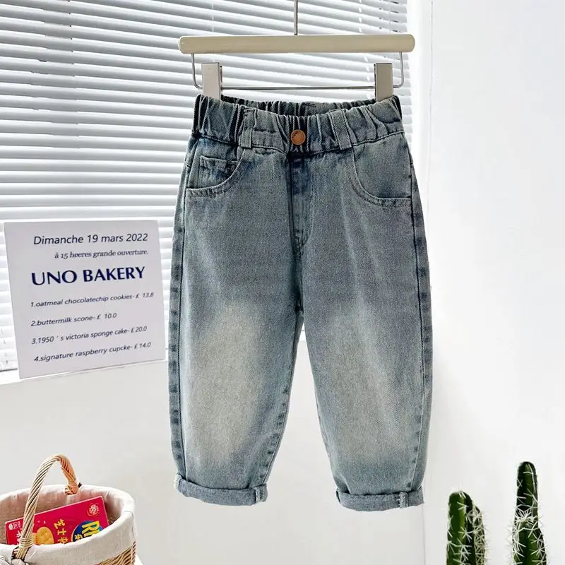 

Kids Baby Jeans Spring and Autumn Children's Casual Simple Long Pants Boy Spring Korean Pants Outwear