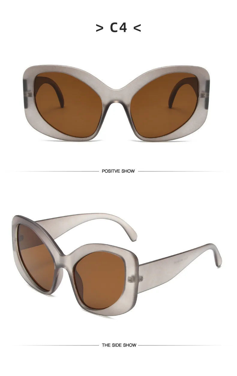 Vintage UV400 Unregelmäßige Schutzbrille Sport Sonnenbrille Y2K Shades Übergroße Sonnenbrille Wrap Around für Damen und Herren mit Metallscharnier – Detail 7