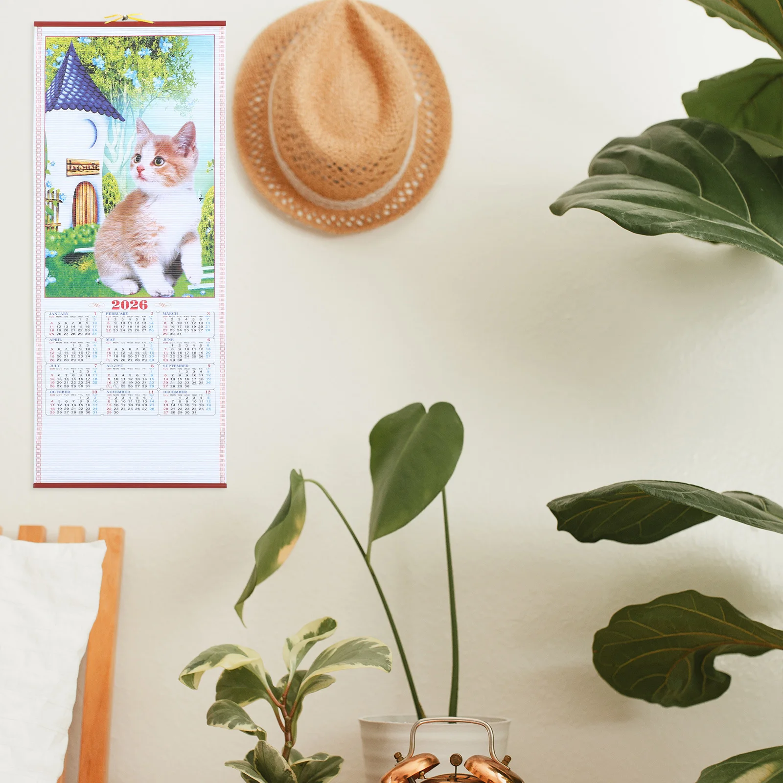 2026 الحصان سنة التقويم فو الروطان معلقة التمرير القمري جدار ديكور للمنزل مكتب الصينية زودياك المسيل للدموع الفن طباعة كبيرة #5