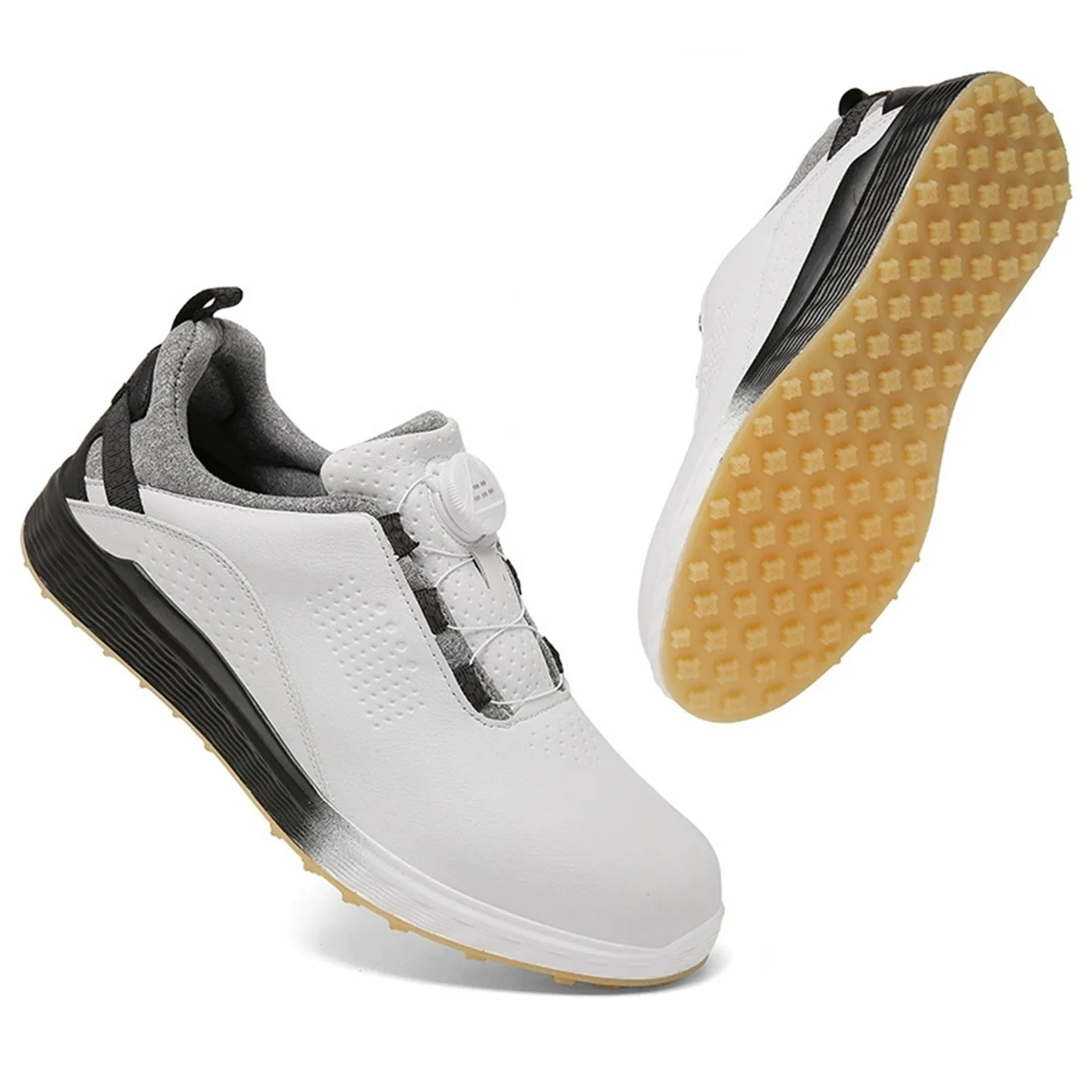 

Golf Shoes with Rotating Buckle Shoelaces - Men's & Women's, Breathable, Anti-Slip Grippy Rubber Sole, Casual Sports Sneakers