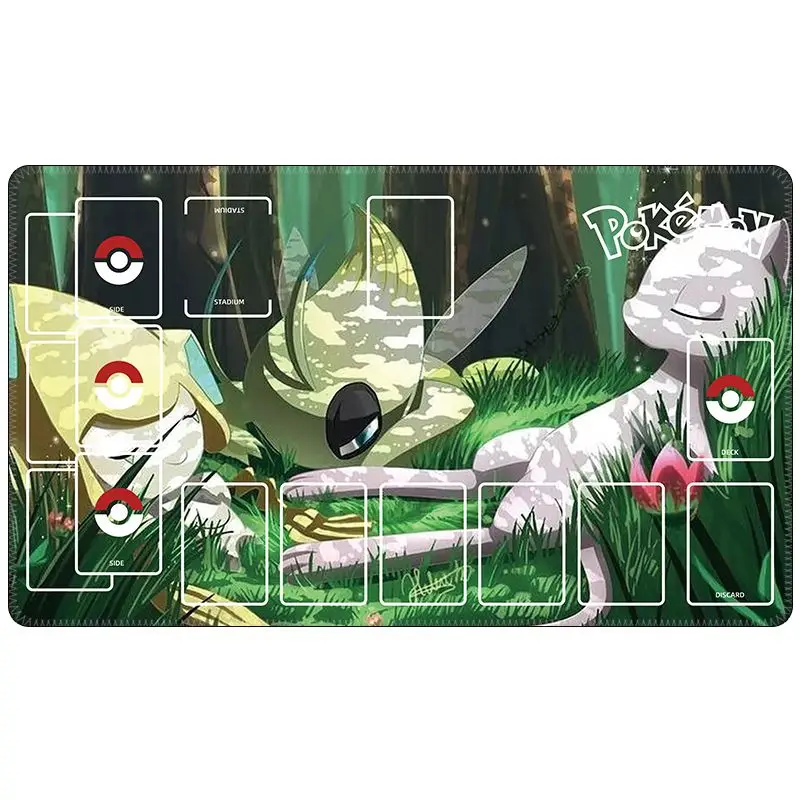 Pokemon PTCG Anime Pikachu Mimikyu Mew Anime Anti-slip Game Table Mat  Dedicated Game Battle Card Mat Gift Toy