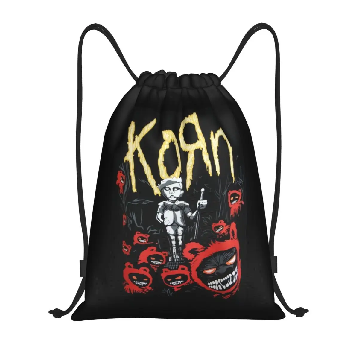 Custom Korns Alternative Metal Rock Band Drawstring Bags Men Women Lightweight Sports Gym Storage Backpack