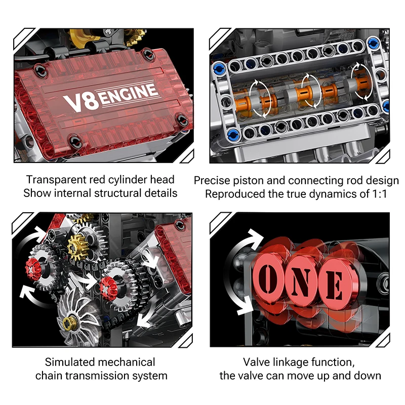 V8 máquina moc blocos de construção conjuntos motorizado simulação tijolos modelo presentes natal para meninos crianças adultos brinquedos técnicos