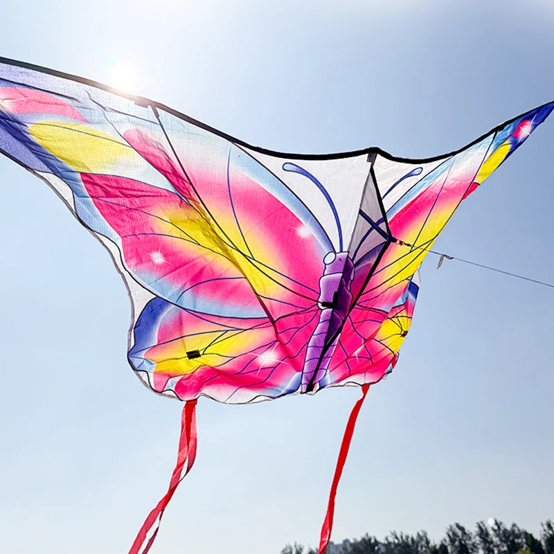 Outdoor Fun 1,4 m Napiic vlinderdrager met 1,8 m staart en 50 m handvatlijn Buitenspeelgoed voor kinderen Insectenvlieger Buitensport