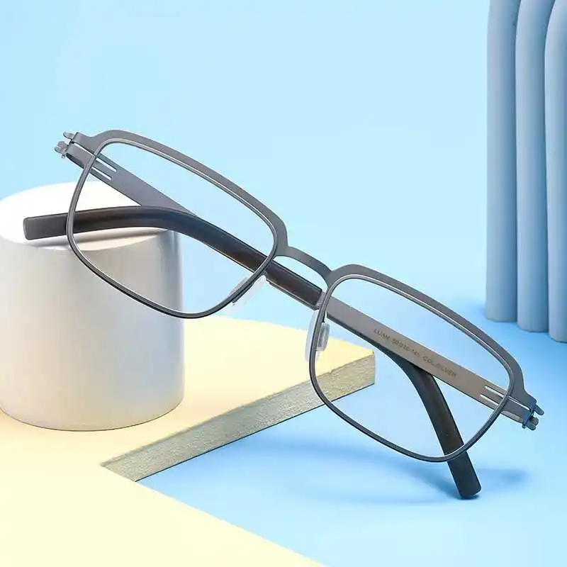

Ultra-light Men Sunglasses Stainless Steel Eyeglasses Women Prescription Anti-Reflection Frames No Screw Square Brand Designer