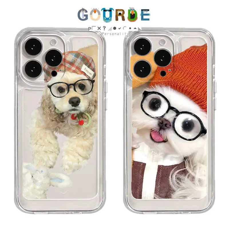 

Gourde Cute Glasses Puppy pattern Phone Case for Iphone 16 15 14 12 13 11 Pro Max IP 7 8 Plus Iphon X XS XR Xs Max