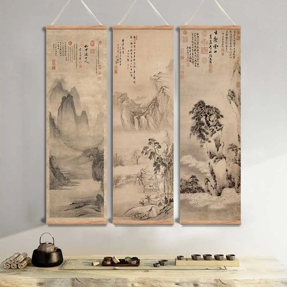 Traditional Chinese Landscape Scroll Painting Wall Art Home Decor Gift
