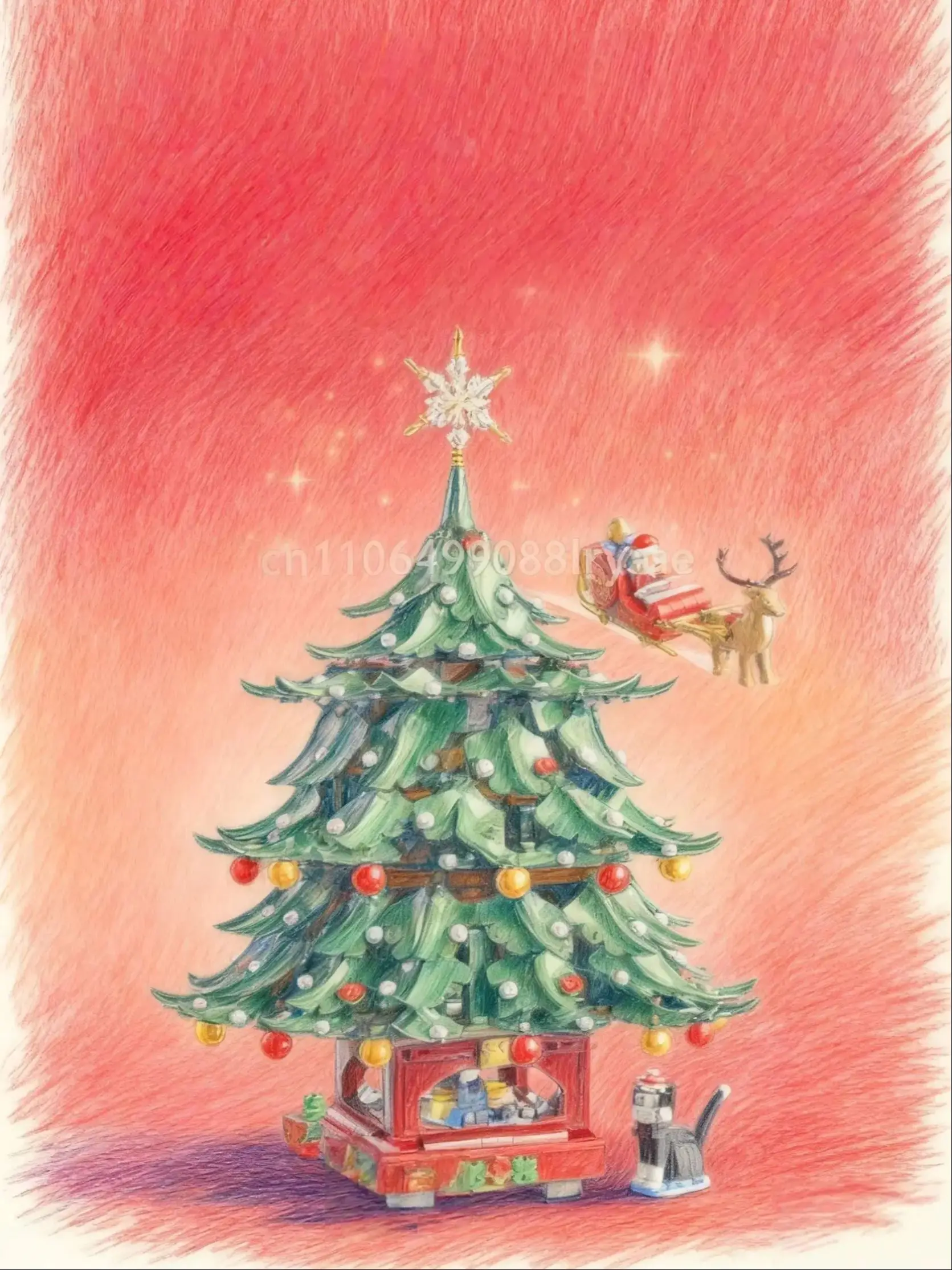 2025 جديد 3171 جزيئات عيد الميلاد الأنساب الديكور اللبنات نموذج اللبنات لتقوم بها بنفسك لعب هدايا عيد ميلاد الأطفال