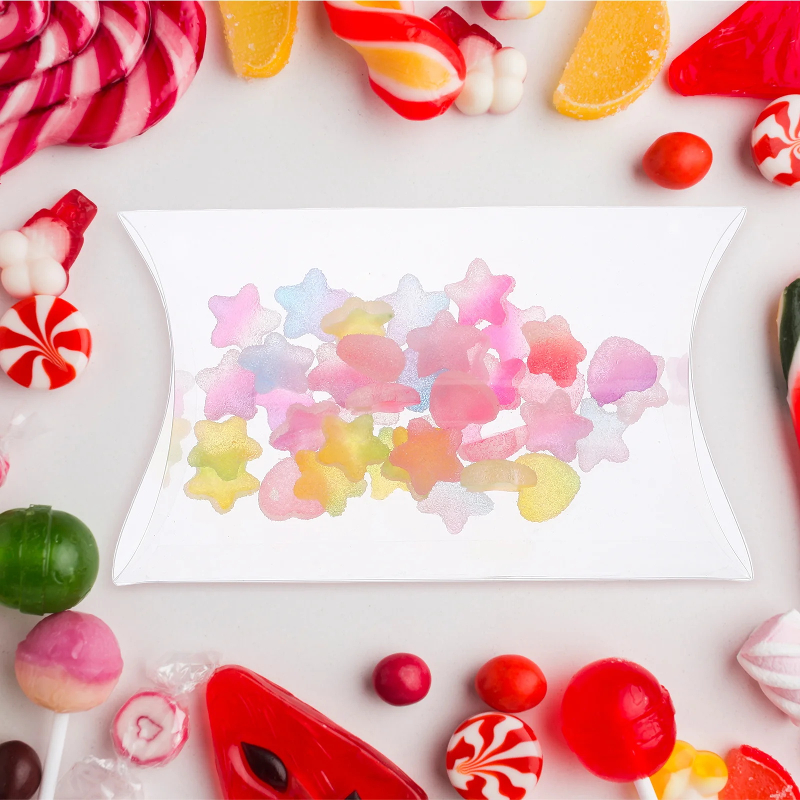 

50Pcs Clear Pillow Shaped Boxes Transparent Candy Packaging Box Mini Pie Container Cookie Holder Party Favor Mini Pie Containers