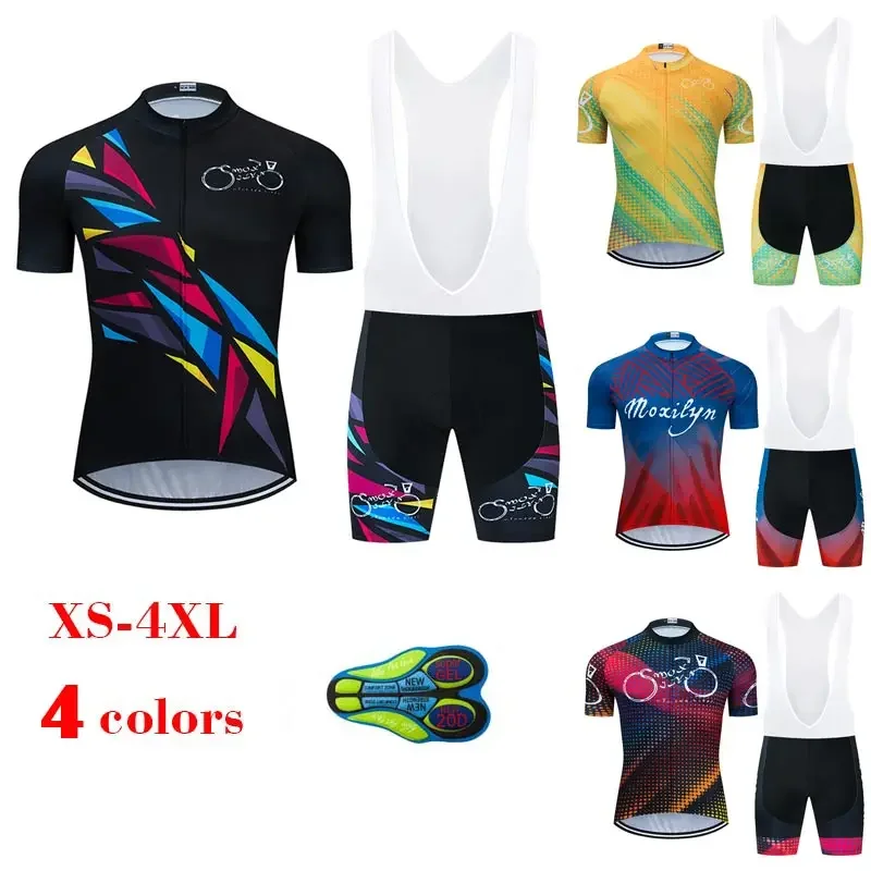 

Men's Bike Clothing Set Cycling Jerseys Road Bicycle Shirts Kit Bib Shorts Quick-Dry Full Zipper Riding Clothes Anti-UV Bicycle