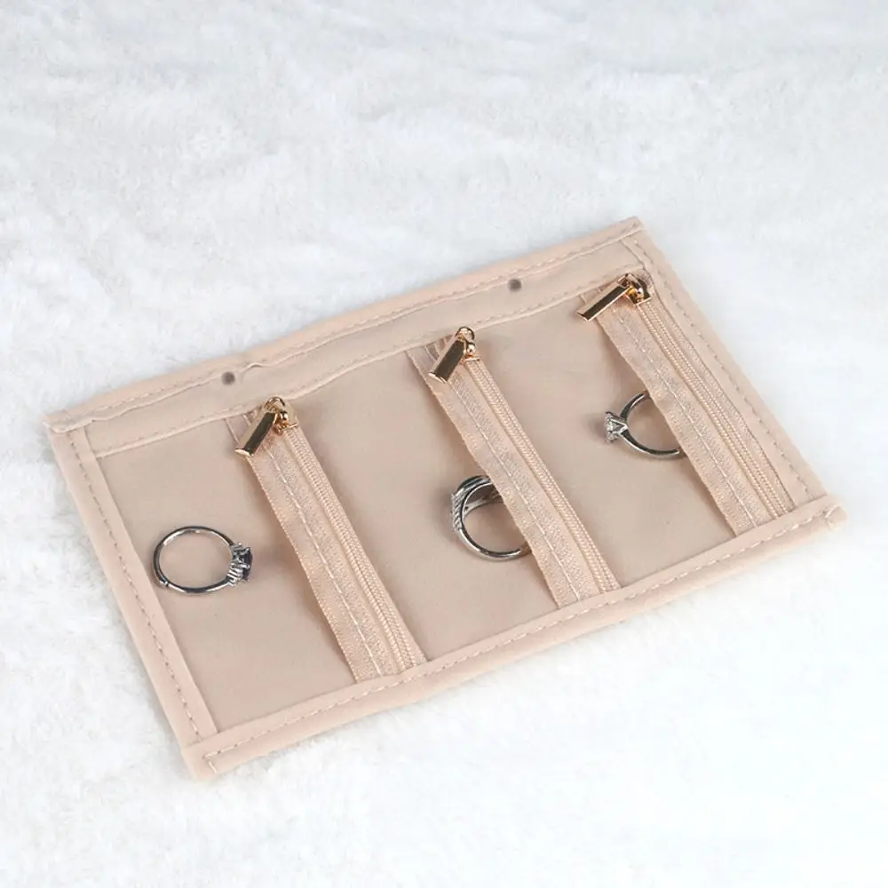 Earrings Necklace Velvet Jewelry Packing Bag Bracelet Rings Transparent Jewelry Display Holder Multi-pockets Zipper