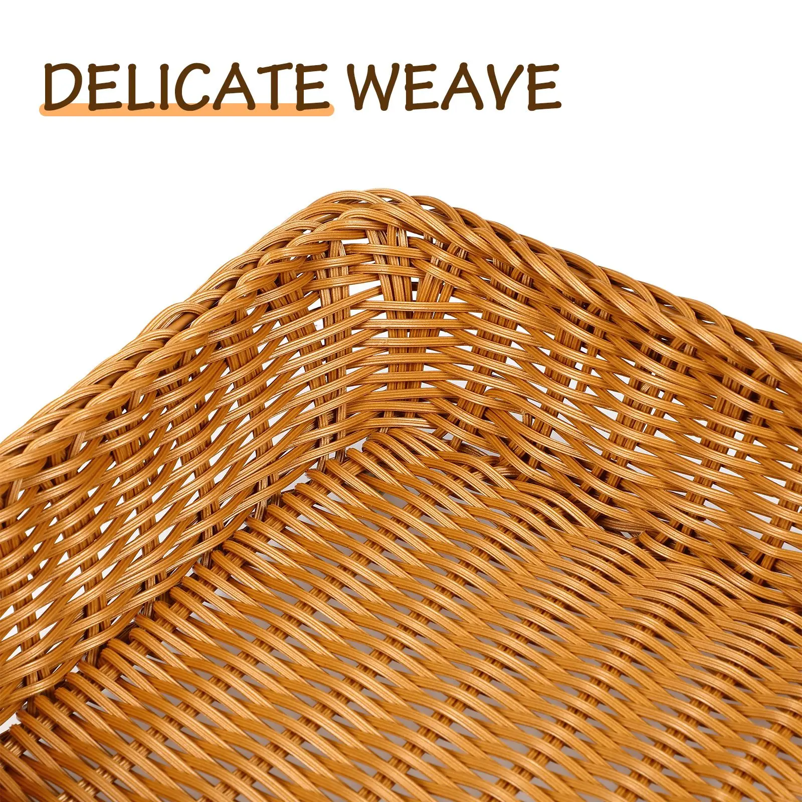 Imitation Rattan Woven Basket Lid Vegetable Bread Serving Simulated Baskets Acrylic Storage Containers for Home Kitchen Picnic