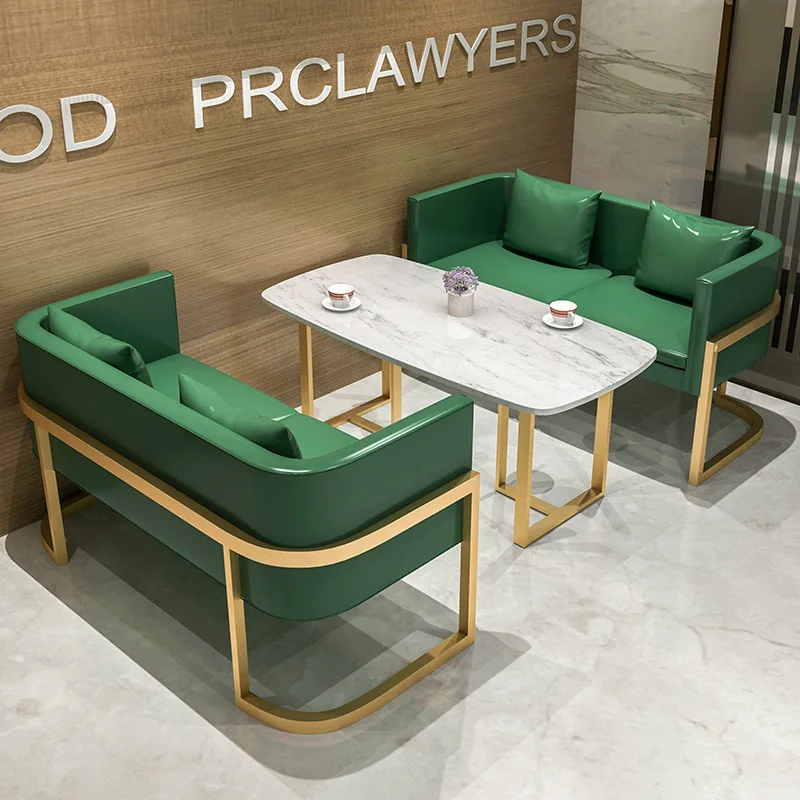 Double sofa table and chair milk tea shop to negotiate sofa booth, bar net red leather art