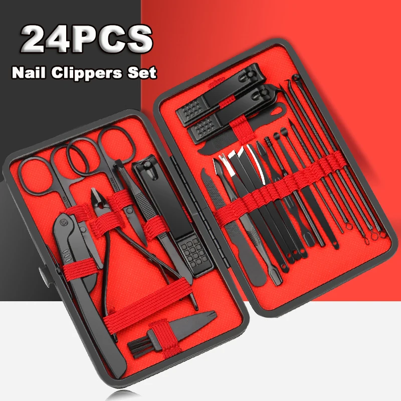 7-24pcs Stainless Steel Nail Clipper Set Convenient Beauty Tools Nail Clipper Manicure Trimmer Pedicure Knife Hand Foot Care Kit