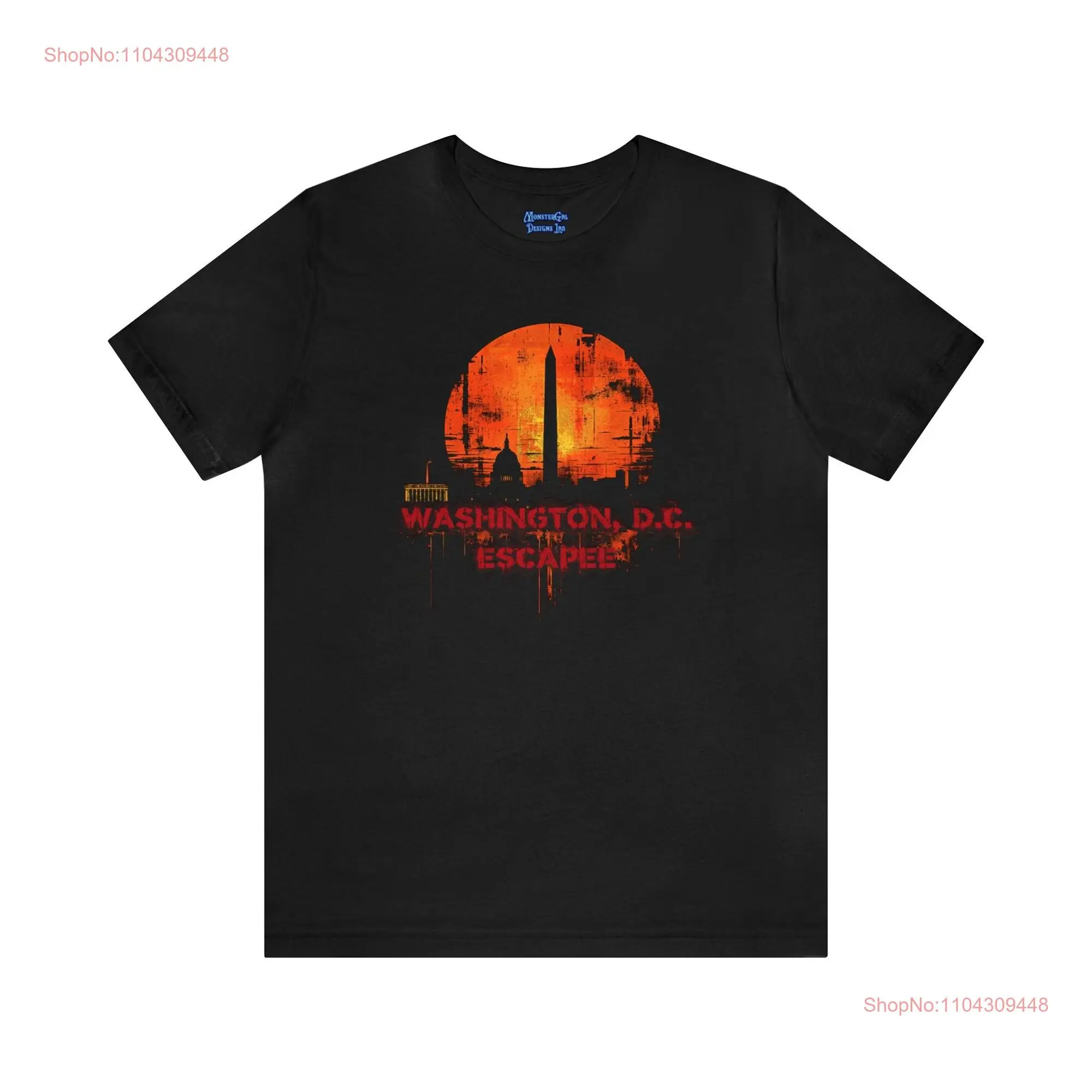 Washington D C Escapee broken skyline with the Capitol Monument Lincoln Center Jersey  T Shirt long or short sleeves