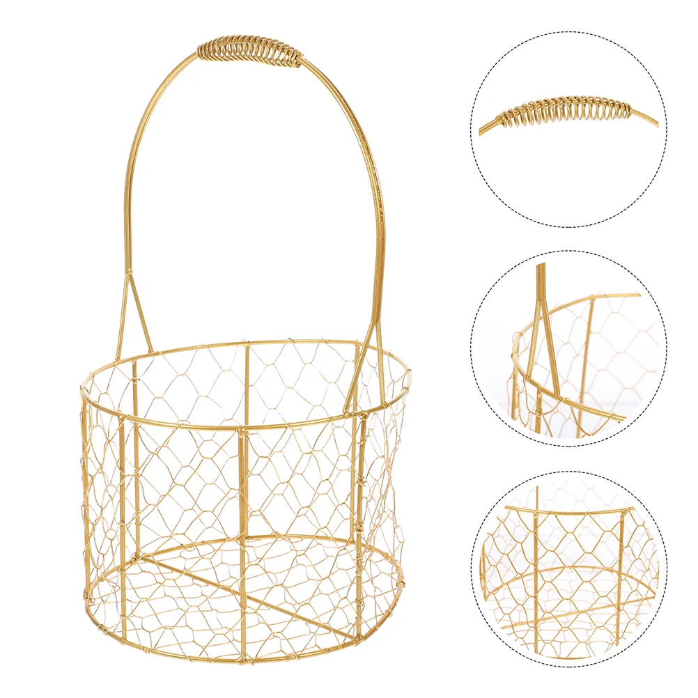

Baskets for Gifts Wedding Empty Metal to Fill Holder Candy Golden with Handle Small