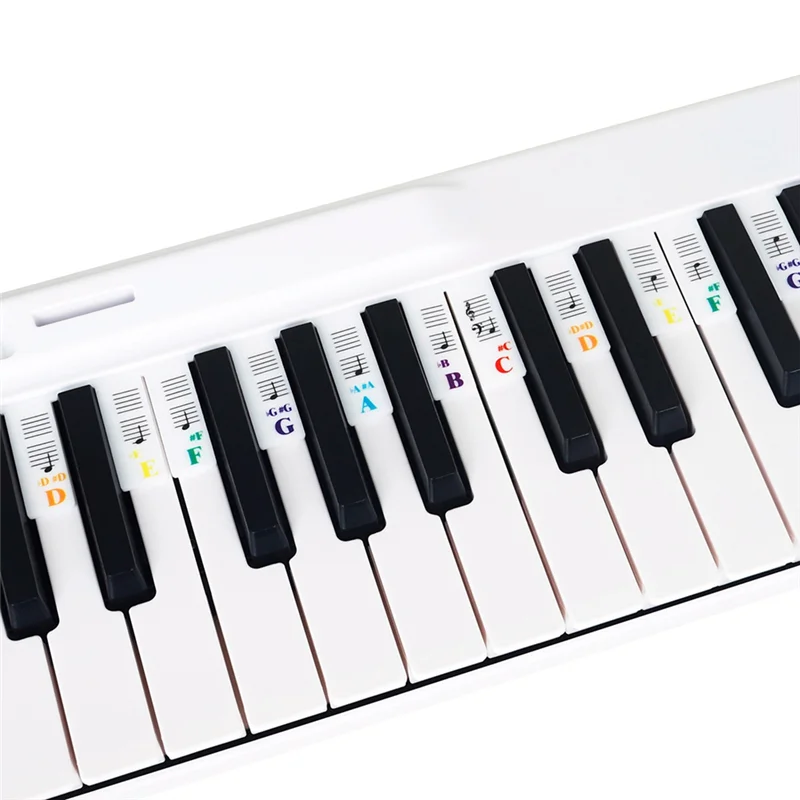 Piano Note Sticker Button Strip Silicone Color Universal Detachable Keyboard Sticker (PVC Box) 61 Keys