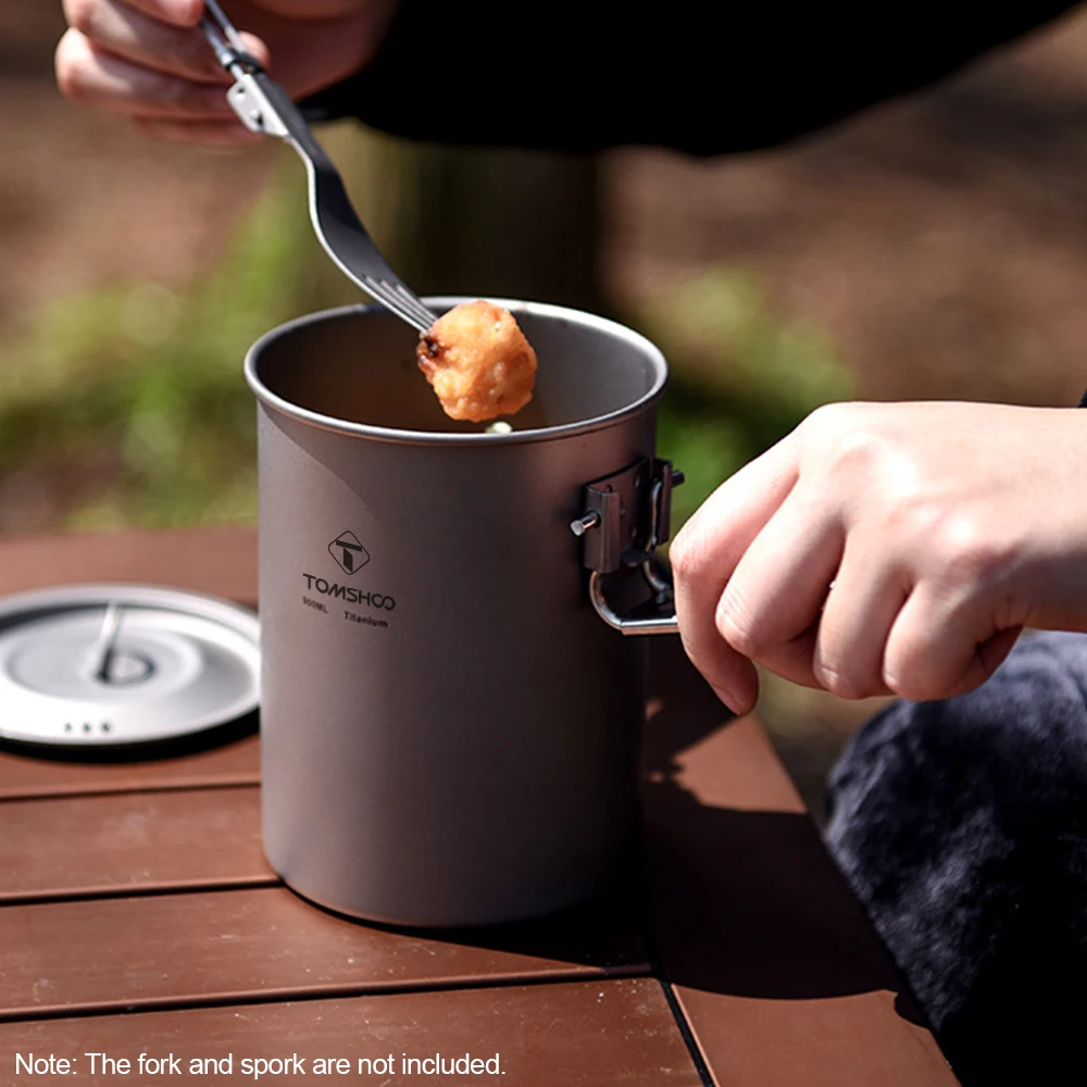 

Camping Pot Lightweight 900ml Titanium Pot Water Cup with Lid and Foldable Handle for Outdoor Camping Hiking Picnic Backpacking