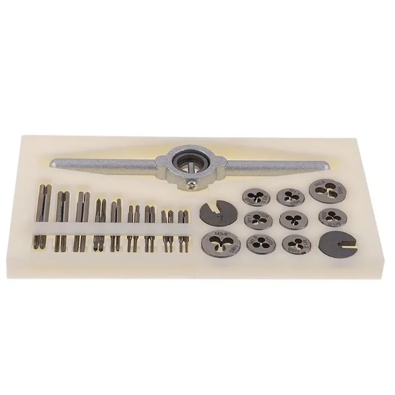 31Pcs Mini HSS Metric Thread Plug Tap Die Set M1-M2.5 Screw Extractor Wrench Handle Kit for DIY Repair Tools Car Wrench Set