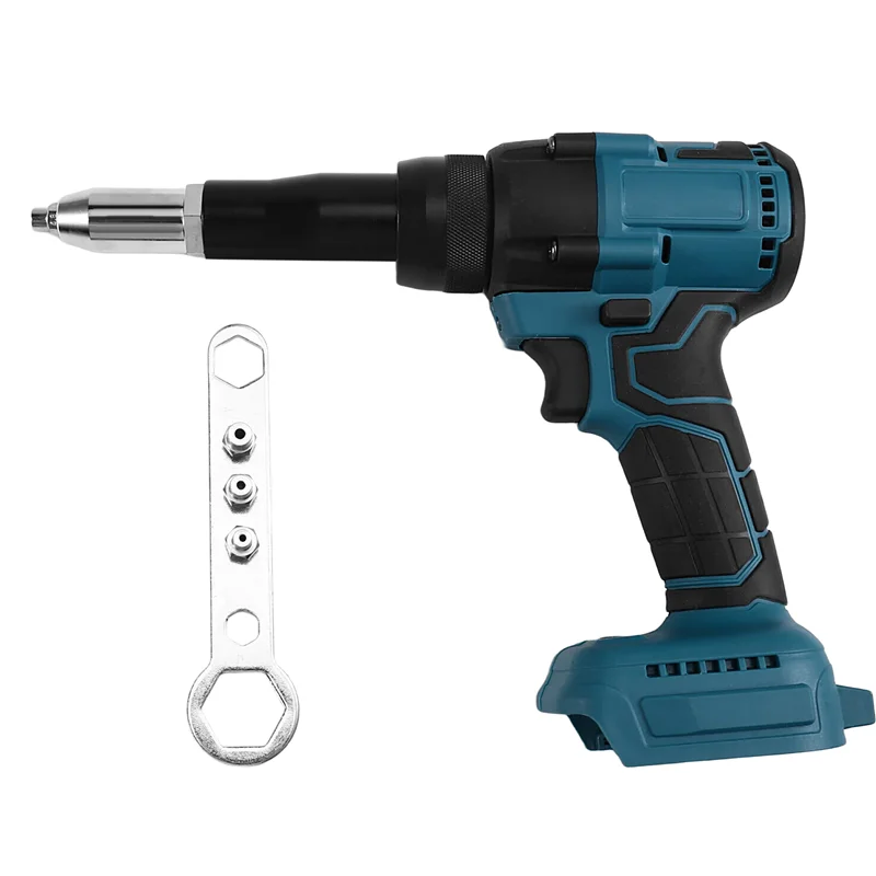 ABJI-Pistola remachadora eléctrica inalámbrica, pistola para tuercas remachadora ciega recargable de 2,4-4,8 Mm con LED para batería de 18V no incluida