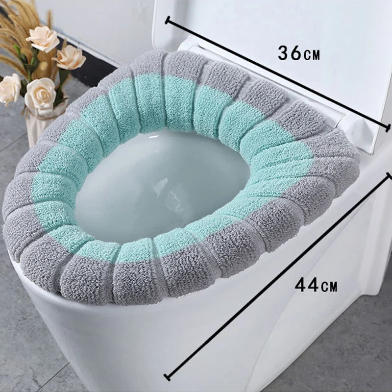 Thicken Warm Toilet Seat Cover Mat Soft Winter Bathroom Toilet Pad Cushion Washable Pumpkin Closestool Mat Bathroom Accessories