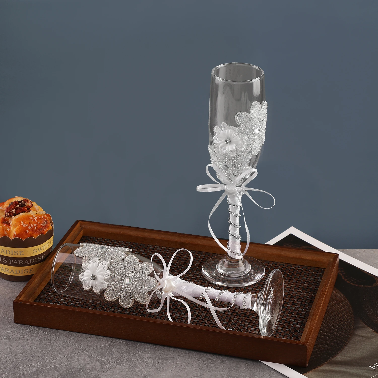 Wedding Champagne Glasses for Bride and Groom Wedding Toasting Flutes image 2