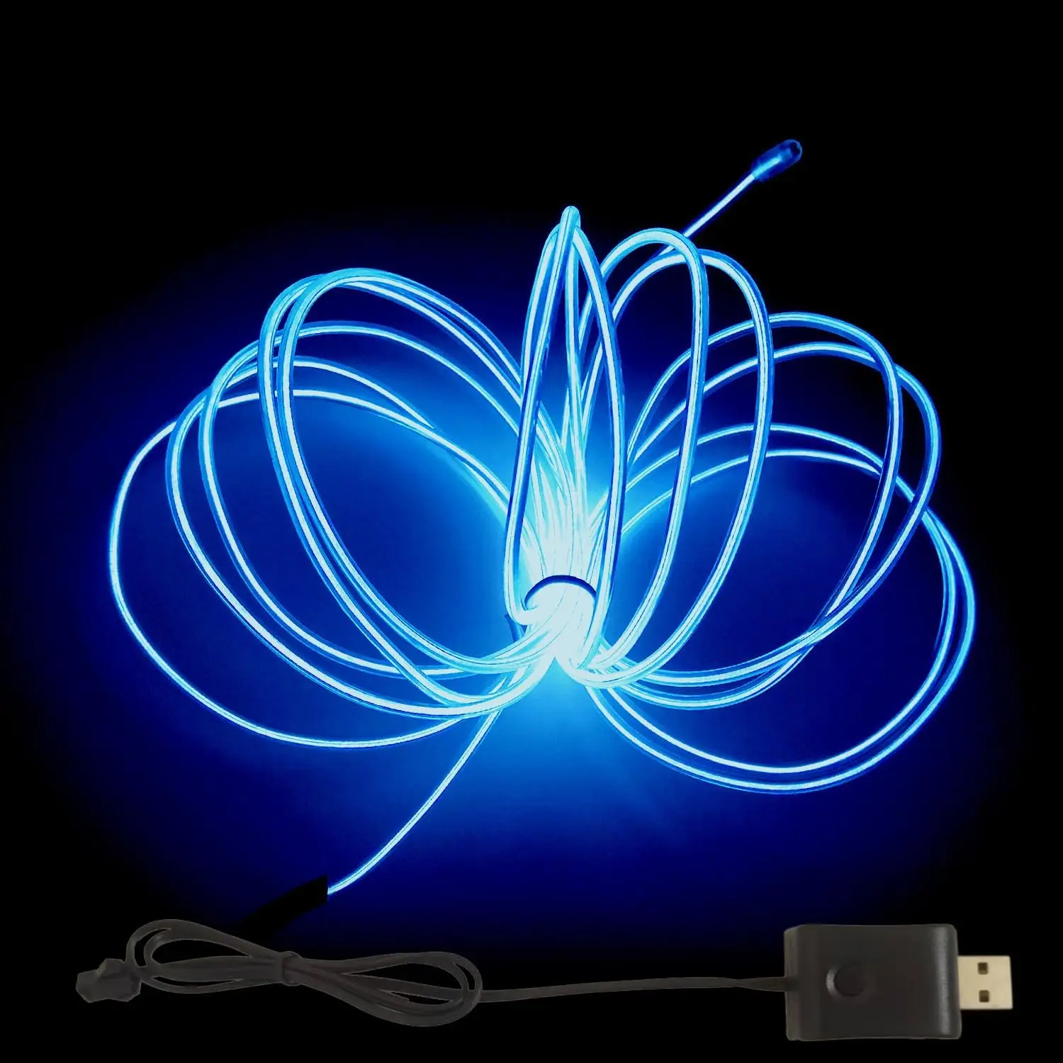 

EL Color Glow Wire 3M/5M/10M with USB Adapter Neon Light Strip 360 Cuttable Rope Light for Party Halloween DIY Decor