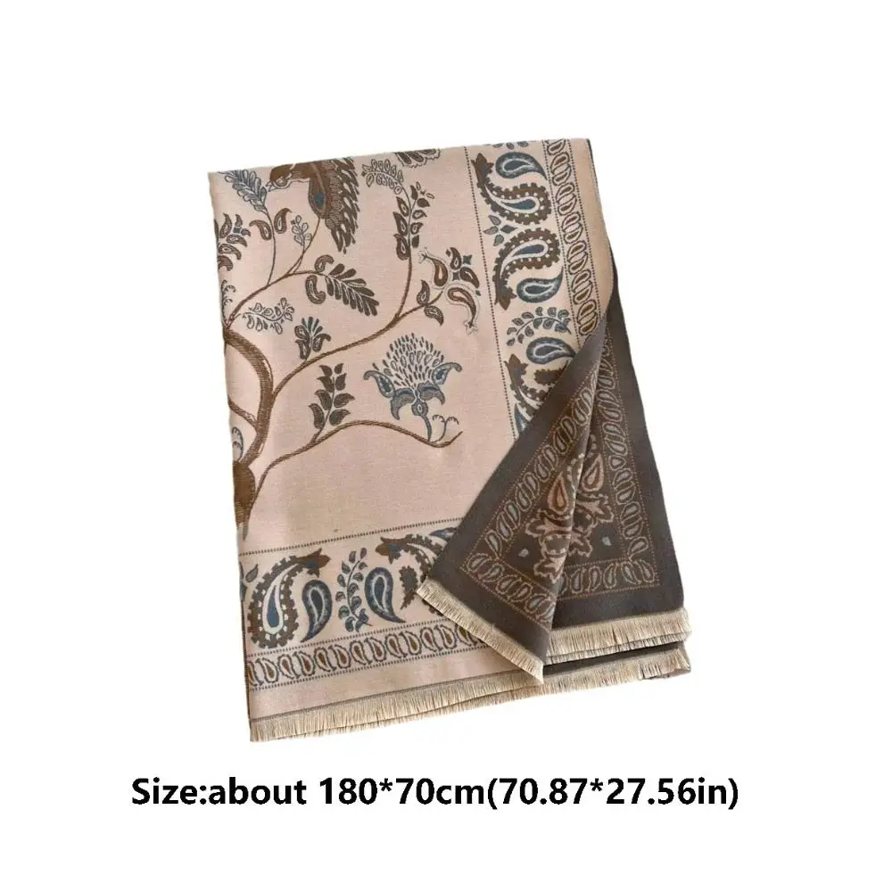 الرجعية الطيور وشاح مطبوع تقليد الكشمير زهرة الكشمير شرابة الأوشحة الدافئة بطانية سميكة شال كبير طالب