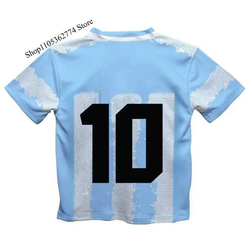 Camiseta deportiva transpirable con rayas azules y blancas, camiseta de fútbol con estampados 3d HD, camiseta ideal para padres e hijos