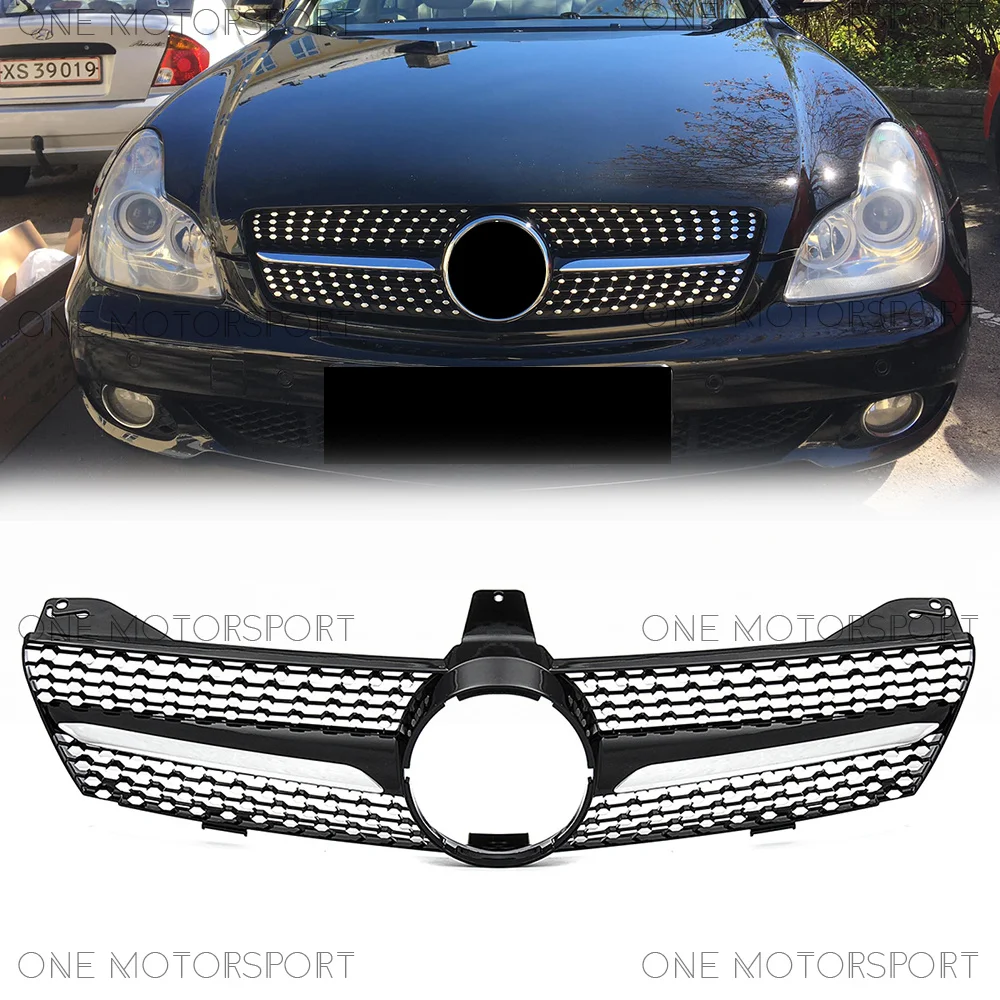 

Chrome Black Front Bumper Grille For Mercedes Benz CLS-Class W219 2005-08 CLS350 CLS550 CLS55 CLS63 Racing Grille Bumper Grille