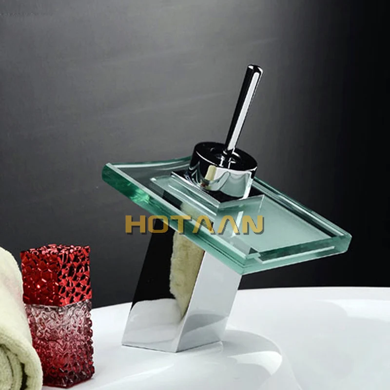 .  Copper Chrome Waterfall Bathroom Faucet Bathroom Basin Hot and Cold Mixer Brass Lavatory Tap torneira YT-5024