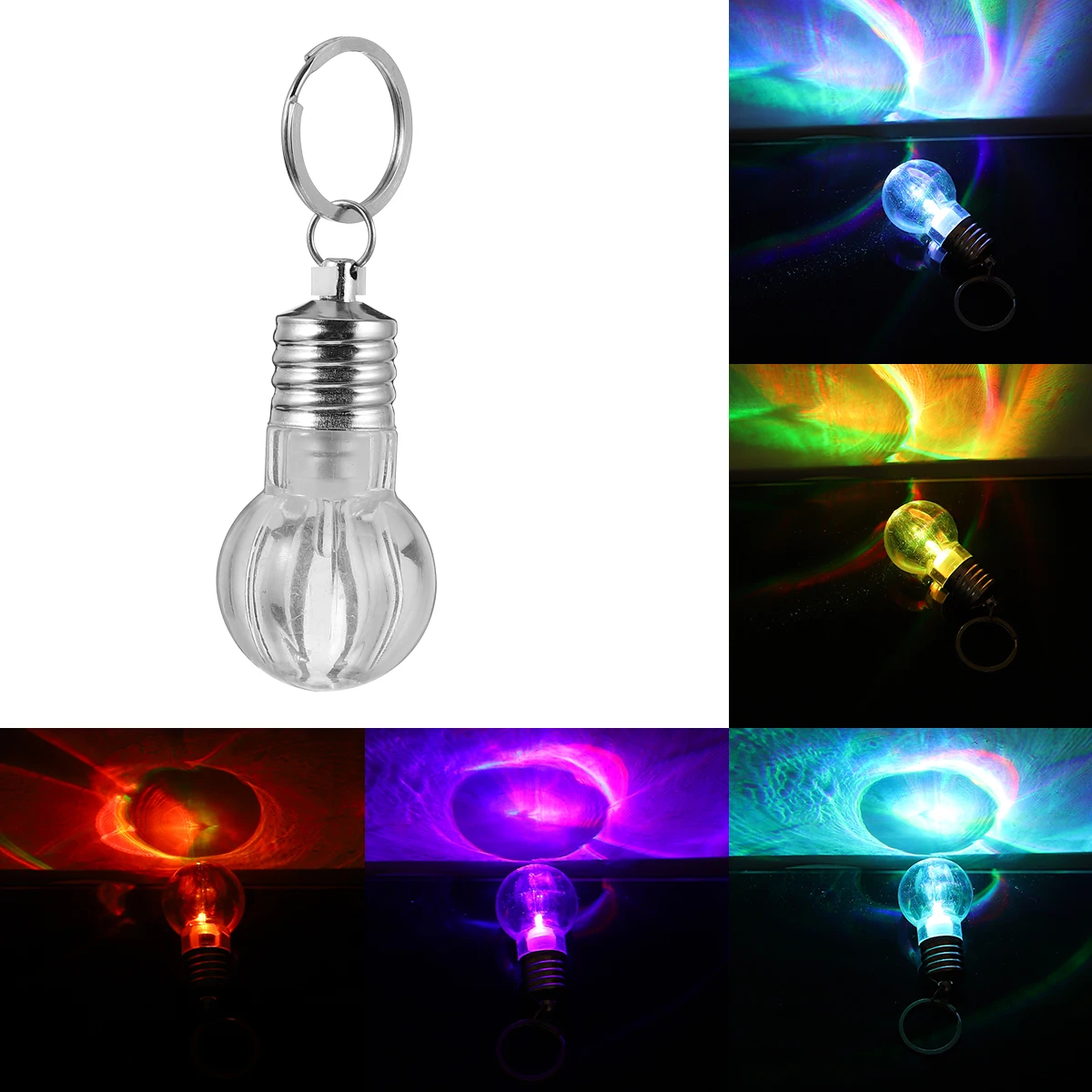 10pcs Novelty Lighting Mini LED Light Bulb Keychain Key Ring Illuminate Cartoon Car Key Ring Lamp Pendant Key Fob Christmas Gift