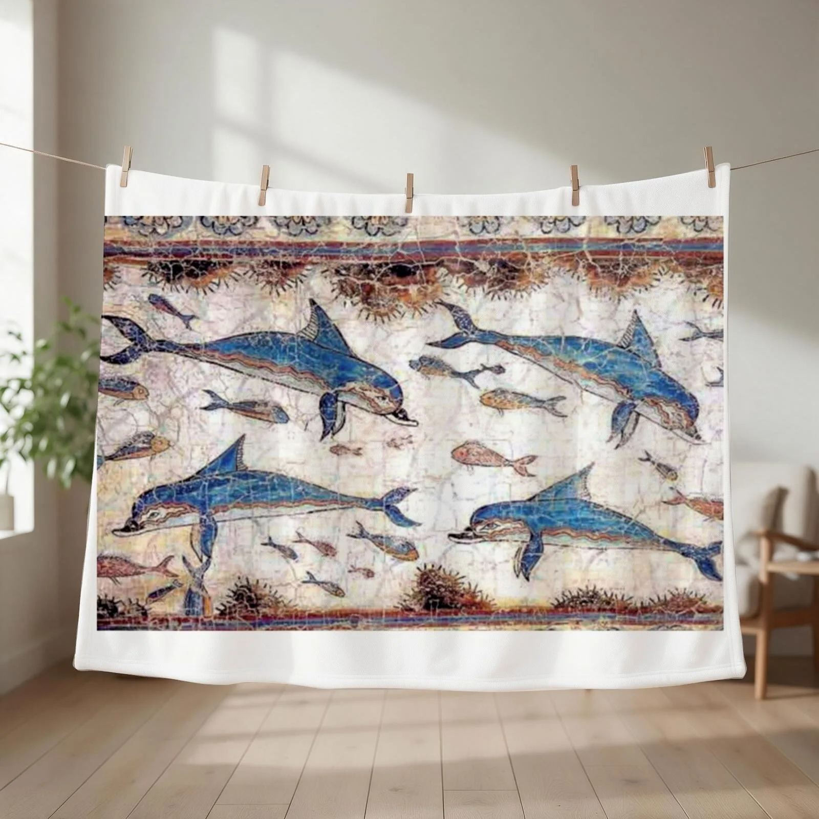 Minoan Dolphins Fresco Throw Blanket for sofa cosplay anime Hair Tourist Blankets