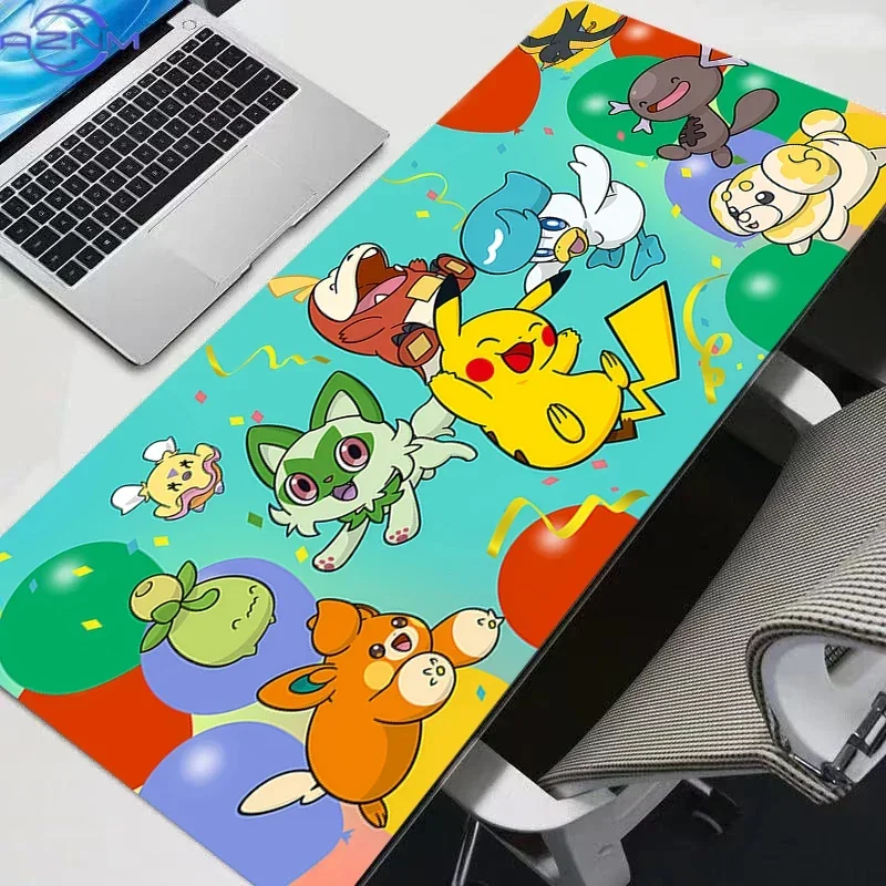 Cute Pokemon Scarlet Violet Starters Large Mousepad, Rubber Non Slip Extended Gaming Desk Mat, Anime Cartoon Table Pad for Lapto