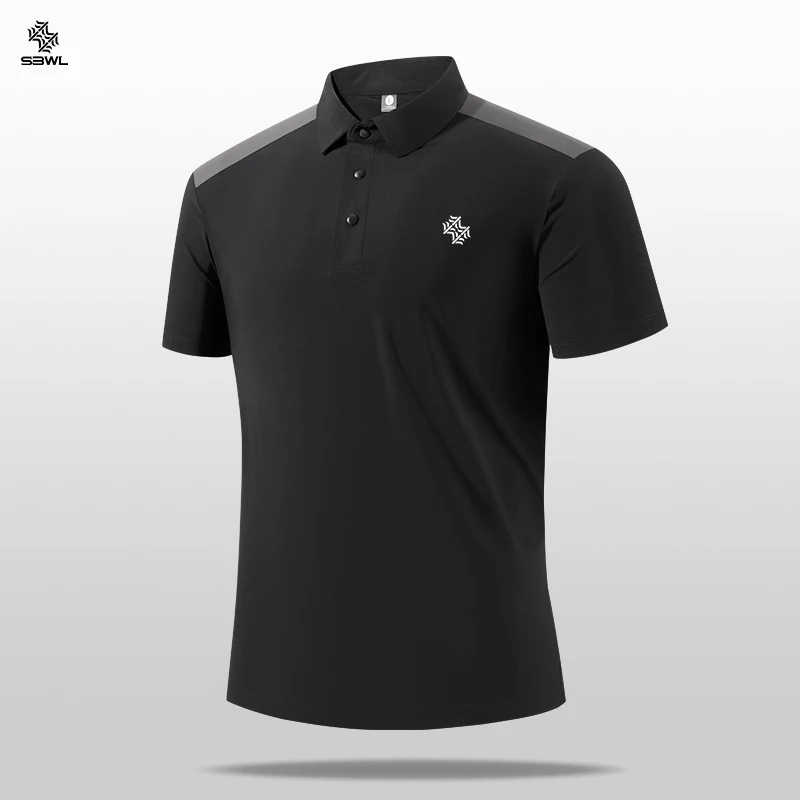 SBWL High Quality Zipper Polo Shirt Male Fashion Turn-Down Collar Short Sleeve Business Men Sports Style Quick Drying T-Shirt image 4