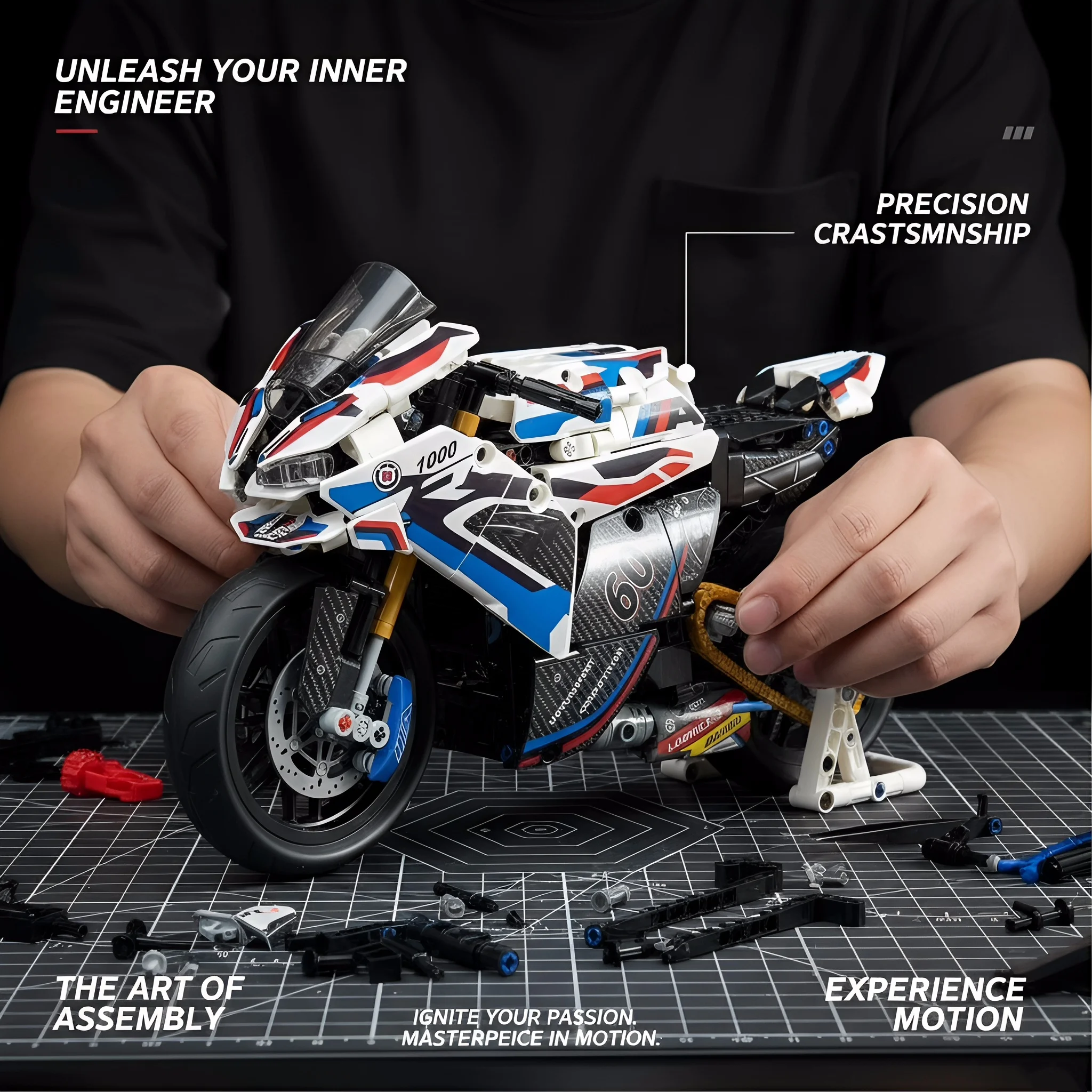 2026 NEU Super Motorrad Modellbausatz Spielzeug 1:8 Maßstab Rennmotorrad Sammlerstücke Ornamente Ideale Geschenke