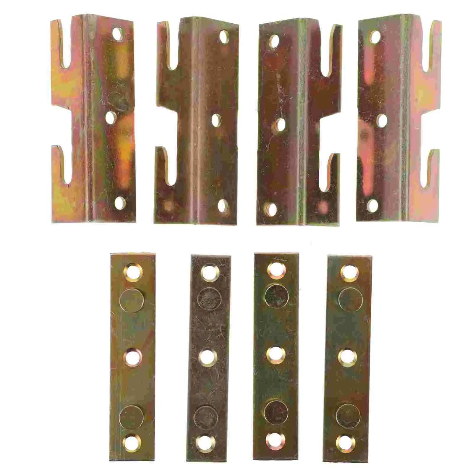 4 Pcs Bed Hinge Accurate Rail Brackets Frame Hook Mounting Insert for Headboard Iron Heavy Duty Fittings Golden