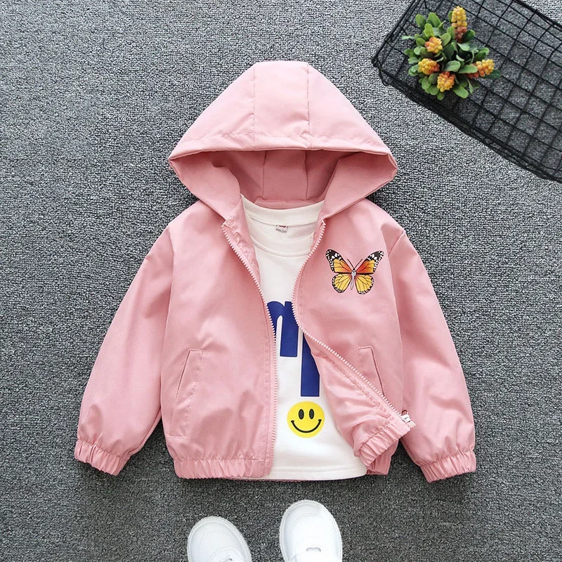 Girls Windbreaker Jackets Embroidery Coat For Teenagers Spring Autumn Casual Style Punching Outerwear Big Kids Clothes 2-12 Year