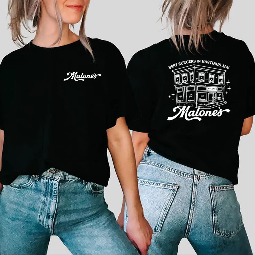 Malone's Bar Off Campus Two-sided Women T-shirt Briar U Hockey Romance Tee Retro Bookish Shirts Unisex Short Sleeves Casual Top
