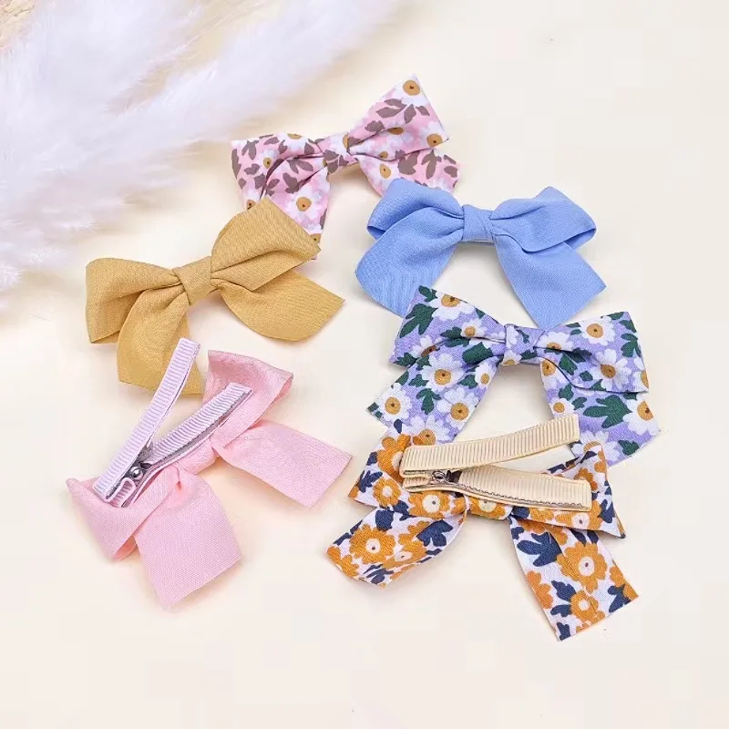 Children's Fresh Floral Children's Bow Hair Clip Princess Daisy Edge Clip Solid Color Bangs Hair Accessory Hair Clips for Women