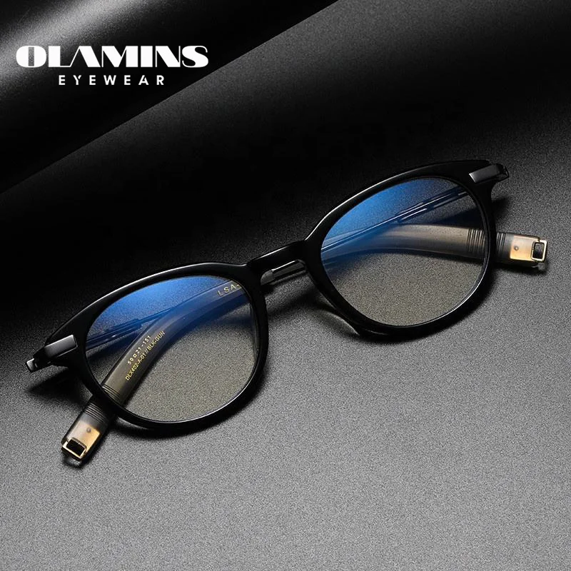 

OLAMINS​ Retro Optical Eyeglasses Women Men Titanium Lightweight Spectacle Frame for Myopic LSA-402