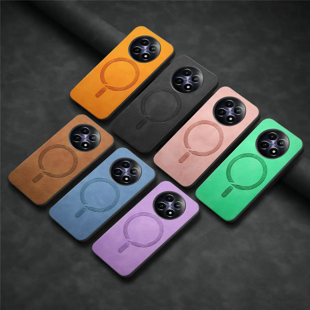 Realme 13 Pro Plus 12 11 5G 4G حافظة فاخرة مغناطيس جلدية خلفية لوحة شحن لاسلكية الوفير شل Realmi 12 Plus P1 P2 12X غطاء #6