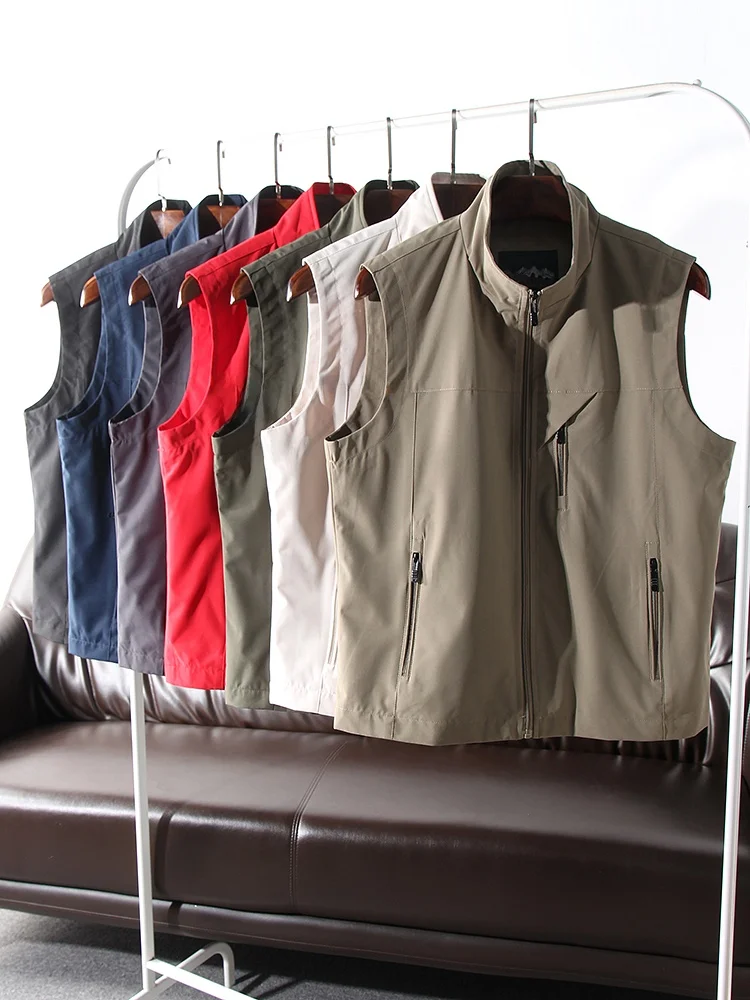 

Удобный дышащий мужской повседневный тонкий воротник-стойка, уличная летняя спецодежда, жилет, весенне-осенний легкий универсальный топ