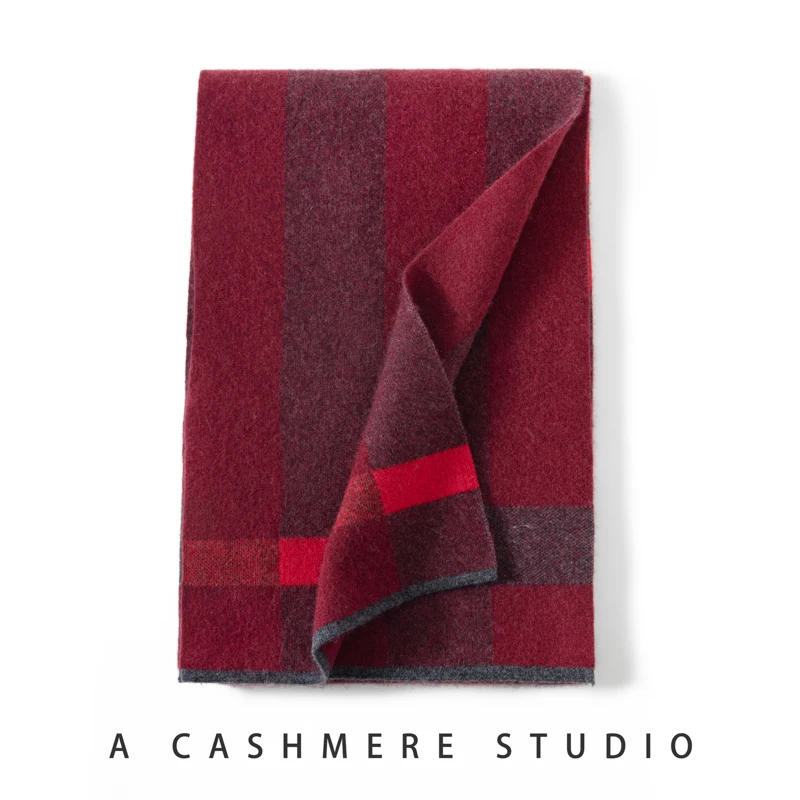 MVLYFLRT Women's High Quality 100% Cashmere Scarf Winter Warm Knit Fashionable Color Blocking Versatile Shawl Dual-Use Scarf