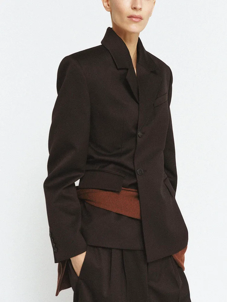 

Spring 2026 Women's New Suit Jacket with Pleated Pants Long Sleeve Double Breasted Button Style Commute Wind Other Material 100%