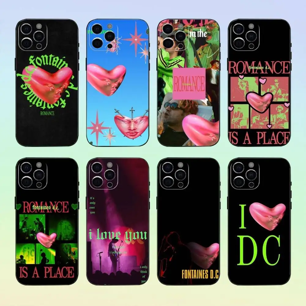 

F-Fontaines DC Romance Phone Case For iPhone17,16,15,14,13,12,11 Plus,Pro Max Soft Black Cover