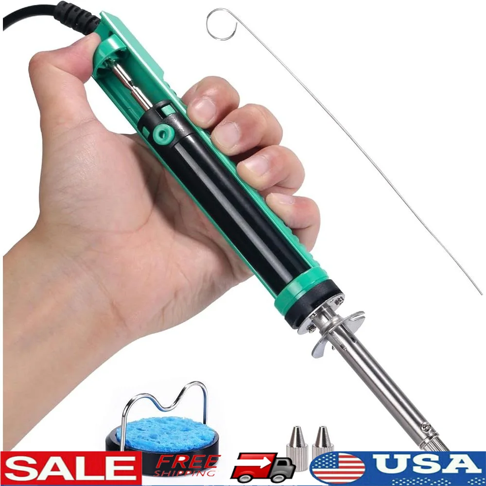 

Electric Desoldering Tool 929D-V Soldering Iron with Desoldering Pump Heat Shield and Cleaning Accessories Easy Operation