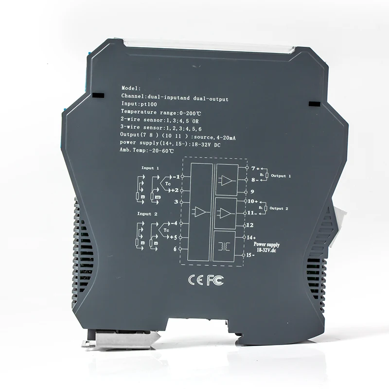 

35mm Din rail mount Thermocouple K S K type Temperature Transmitter Temperature Module 4-20mA 0-10V output