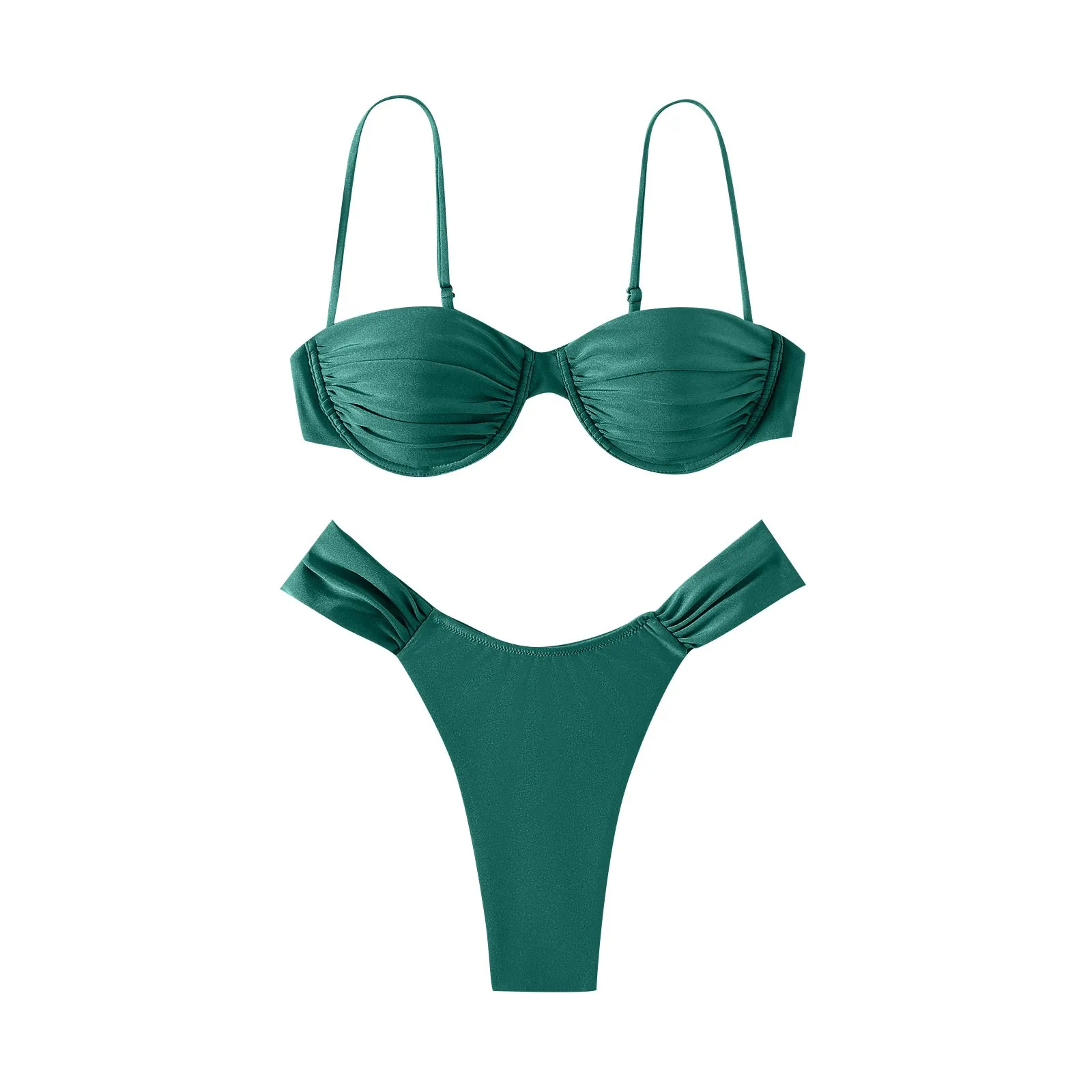 Split Bikini Women Swimsuit Two Piece Sexy Sling Backless Bra And Thongs Beachwear Solid Split Swimsuits For Ladies Summer