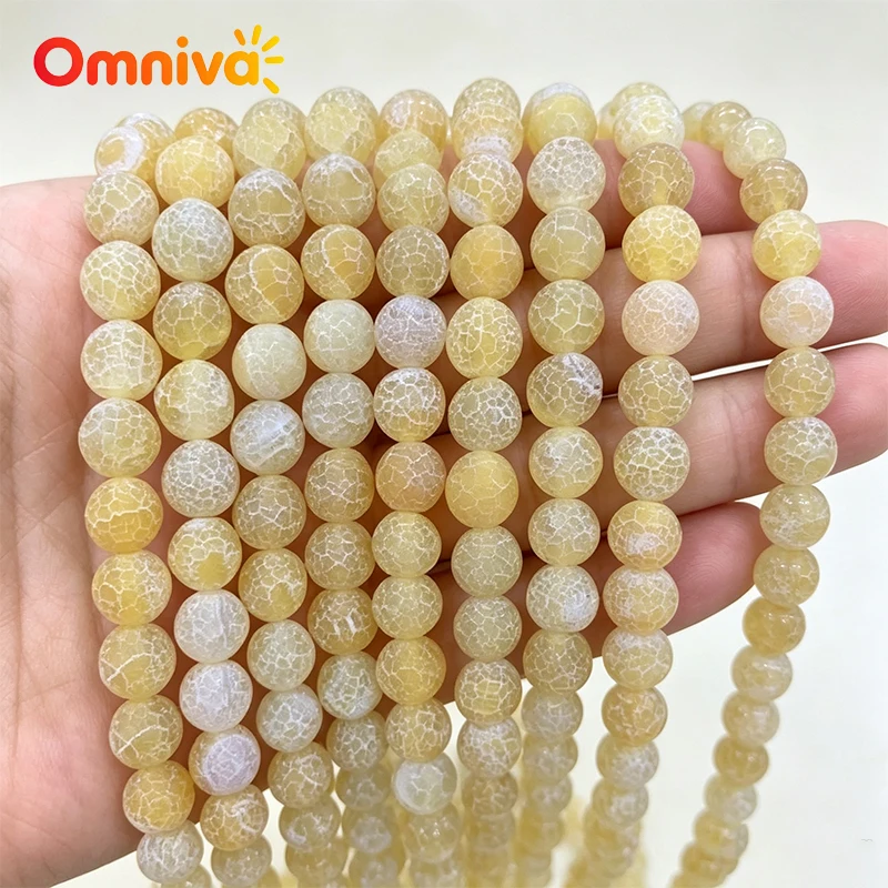 Wholesale Natural Yellow Weathered Agate Healing Crystal Loose Gem Beads for Jewelry DIY 4mm 6mm 8mm 10mm 12mm 15 inches Strands